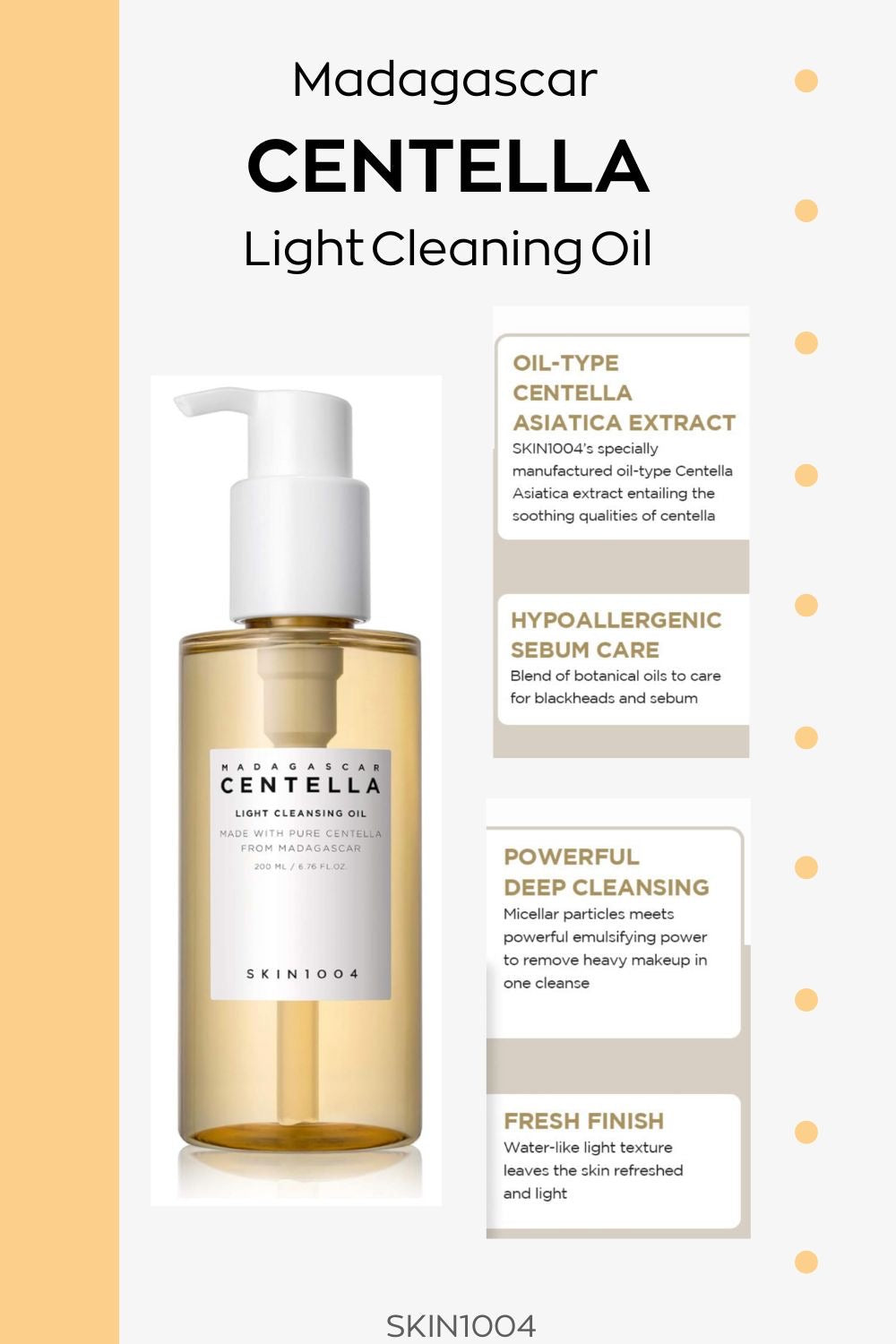 SKIN1004 Centella Light Cleansing Oil - Korean Gentle Double Face Cleanser
