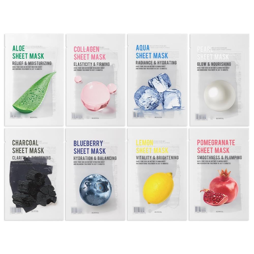 Eunyul Korean Pack of 8 Facial Skin Mask Sheets